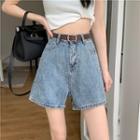 High-waist Straight-leg A-line Shorts