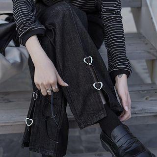 Heart Buckled Wide Leg Jeans
