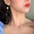 Rhinestone Butterfly Glaze Flower Dangle Earring 1 Pair - Gold - One Size
