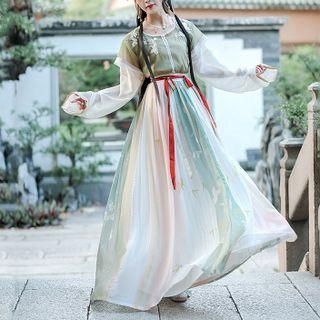 Long-sleeve Hanfu Top / Short-sleeve Top / Maxi A-line Skirt / Set