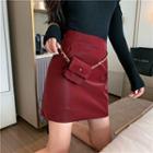 Faux Leather Mini Skirt / Waist Bag