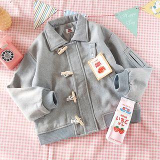 Collared Toggle Cropped Coat Gray - One Size