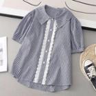 Short-sleeve Plaid Shirt Black & White - One Size