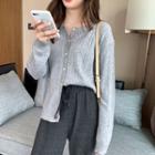 Loose-fit Pointelle-knit Cardigan