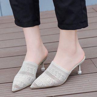 Pointy-toe High-heel Eyelet Mules