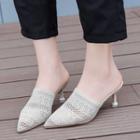 Pointy-toe High-heel Eyelet Mules