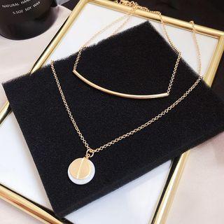 Alloy Bar / Disc Pendant Necklace Gold - One Size