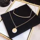 Alloy Bar / Disc Pendant Necklace Gold - One Size