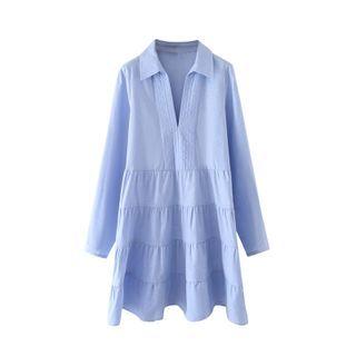 Long-sleeve Open-placket Shirt Dress