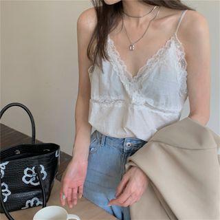 V-neck Lace Camisole Top White - One Size