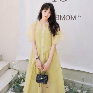 Short-sleeve Spaghetti-strap Dress