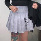 Lettering Mini Pleated Skirt