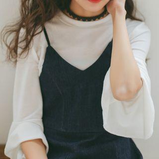 Plain Flared-sleeve T-shirt