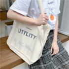 Letter Printed Shopper Bag Off-white & Blue - One Size