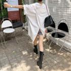 Short-sleeve Slit-back Oversized Shirt