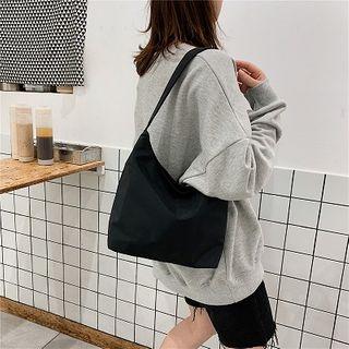 Plain Nylon Zip Hobo Bag