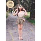 Raw-edge Short-sleeve Linen Blouse