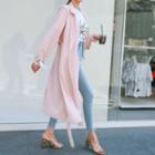 Crepe Wrap Long Trench Coat With Sash