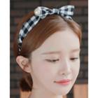 Faux-pearl Bow Check Wide Hair Band