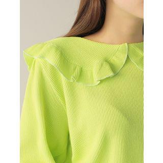 Neon Frilled Sailor-collar Ribbed Top