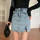 Fitted Denim Mini Skort