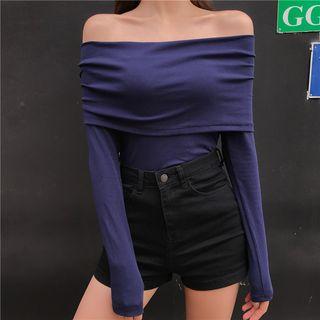 Long-sleeve Off Shoulder Top As Shown In Figure - One Size