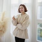 Drawstring-waist Knit-panel Peplum Jacket
