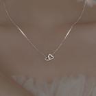 Interlocking Heart Rhinestone Pendant Alloy Necklace Necklace - Silver - One Size