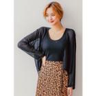 Plus Size Tie-front Sheer Chffion Short Cardigan
