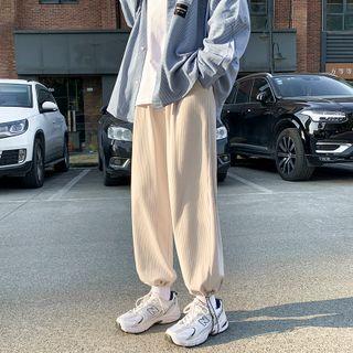 Drawstring-cuff Corduroy Straight Leg Pants