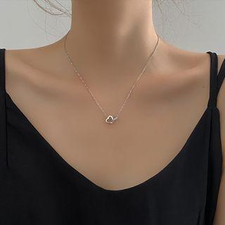 Heart Alloy Necklace Silver - One Size
