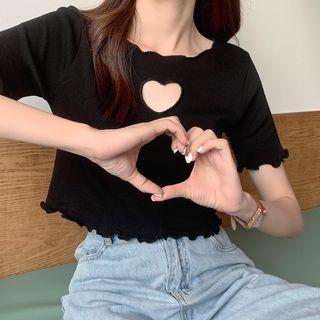 Short-sleeve Cutout Heart Top