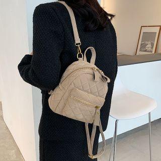 Mini Quilted Velour Backpack
