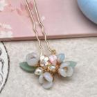 Retro Flower Beaded Hair Stick M124 - White - One Size