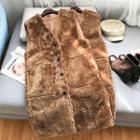 Faux Shearling Long Vest Coffee - One Size