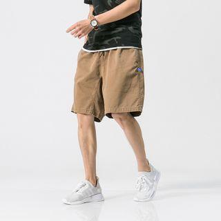 Drawstring-waist Plain Wide-leg Shorts