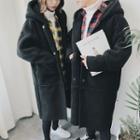Couple Matching Fleece-lined Hooded Buttoned Coat