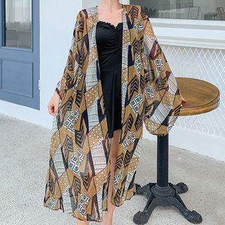 Geometric Print Jacket As Shown In Figure - One Size