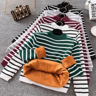 Fleece-lined Striped Knit Top