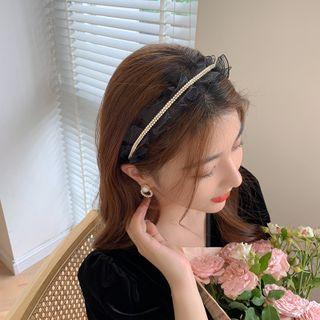 Rhinestone Lace Headband 01 - Black - One Size