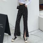 Polka Dot Split Hem Bell-bottom Pants