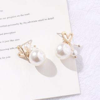 Faux Pearl Dangling Earring S925 Silver Needle - 1 Pair - One Size
