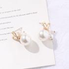 Faux Pearl Dangling Earring S925 Silver Needle - 1 Pair - One Size