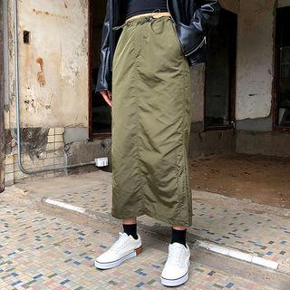 Drawcord-waist H-line Long Skirt