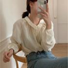 Puff-sleeve Sheer Blouse Off-white - One Size
