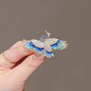 Crane Rhinestone Alloy Brooch Blue - One Size