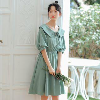 Peter Pan Collar Puff-sleeve Dress