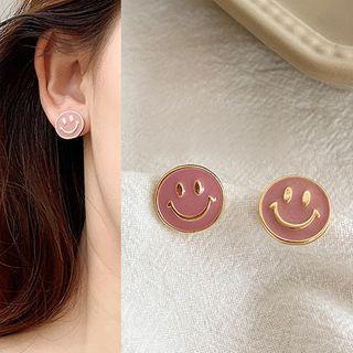 Alloy Smiley Earring 1 Pair - Pink - One Size