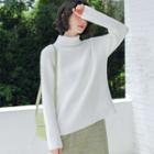 Ribbed Mock Neck Sweater White - One Size