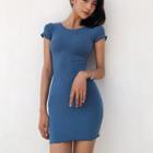 Lettuce Edge Short-sleeve Mini Sheath Dress